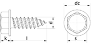 Immagine di Vite Autofilettante Testa Esagonale con bordino Zincato Bianco